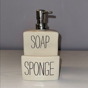 White Soap and Sponge Dispenser Set